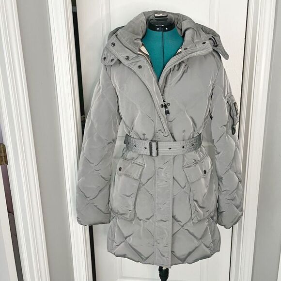 Burberry Weatherproof Puffer Goose Down Belted Pocket Nova Check Hooded Coat - Picture 1 of 14